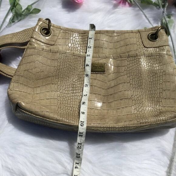 Simply Vera Tan Animal Print Shoulder Beige Tan Purse Faux Snake Skin Medium - Picture 6 of 7